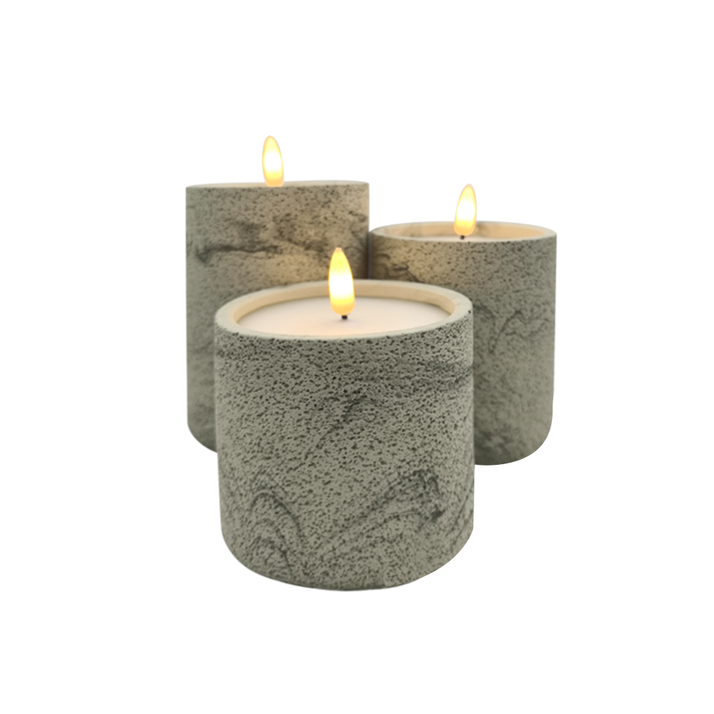 LED 3D FAIR PAIR Pilar Cement Candle